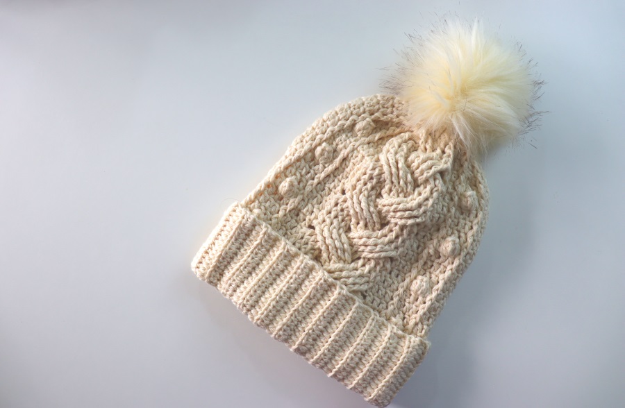 Crochet Braided Cable Beanie With Written Pattern