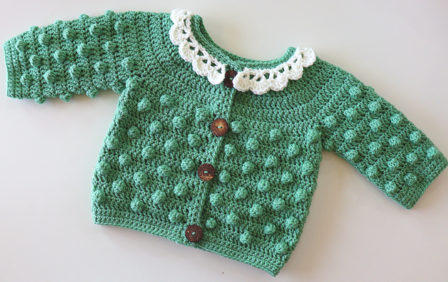 Svig skære ned Vær venlig Crochet Baby Cardigan With Bobble Stitch - Sirin's Crochet